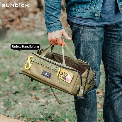 1pc 3-color Outdoor Camping Gear Storage Bag Polyester Fibre Nylon Bag Waterproof Abrasion-Resistant Shoulder Strap Included