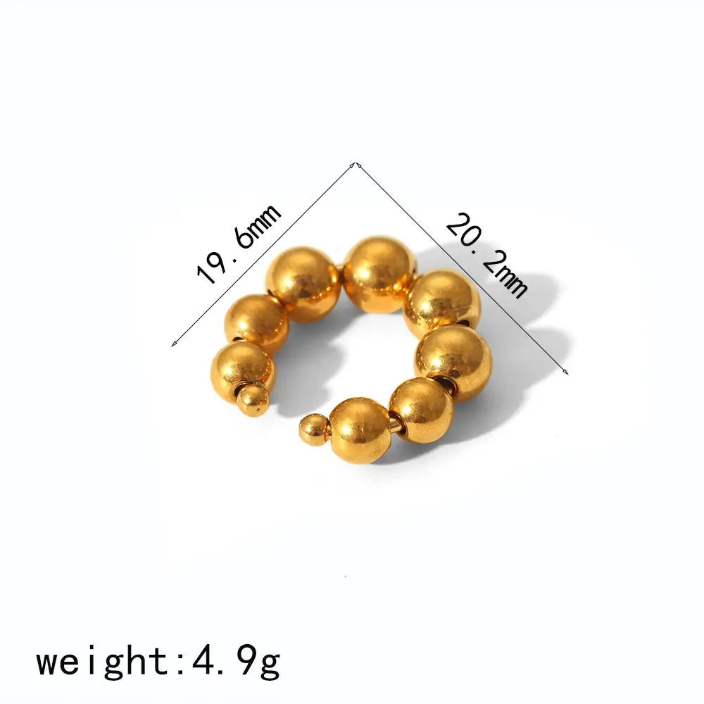 18K Gold Stainless Steel Multilayer Ear Clip – Waterproof Chunky Hoop