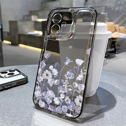 Flower Phone Case For iPhone 16 15 13 11 14 12 17 Pro Max 16E XS XR 7 8 Plus SE Shockproof Transparent Cover Silicone Soft Funda