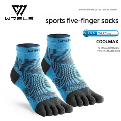 WRELS Coolmax Sports Socks Comfy Elastic Shock-proof Breathable Run Knitted Socks High Performance Athletic Five Toe Socks