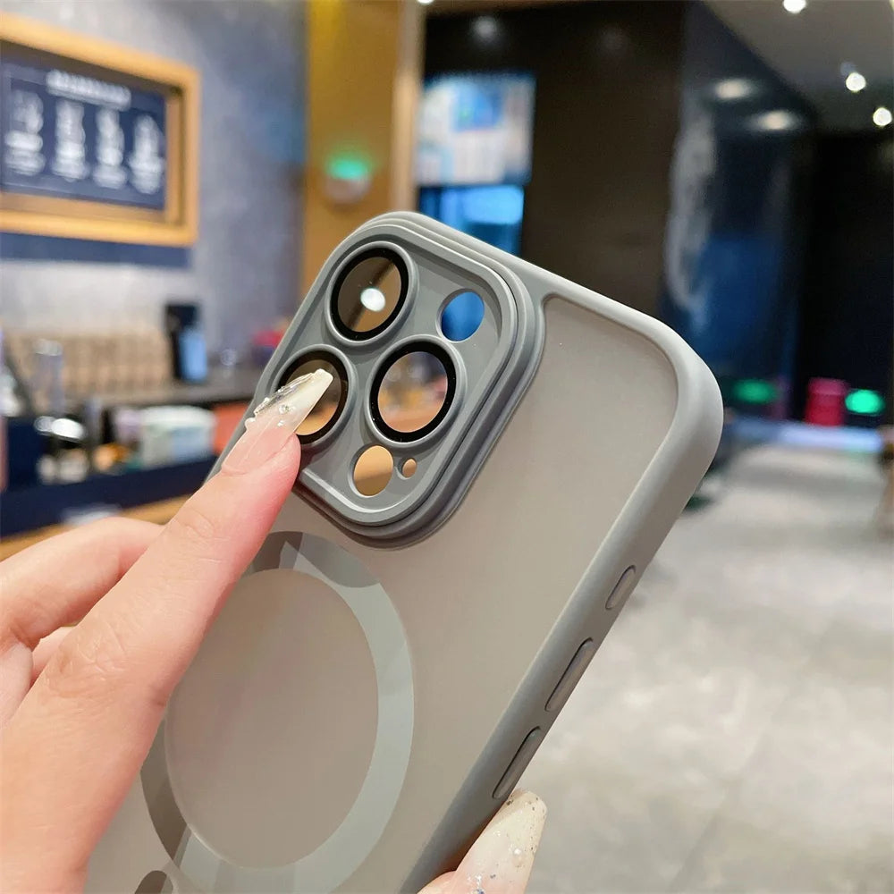 Matte Translucent Lens Protection MagSafe iPhone Case – Full Coverage for iPhone 11–16 Series
