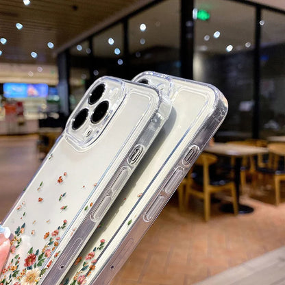 Flower Phone Case For iPhone 16 15 13 11 14 12 17 Pro Max 16E XS XR 7 8 Plus SE Shockproof Transparent Cover Silicone Soft Funda