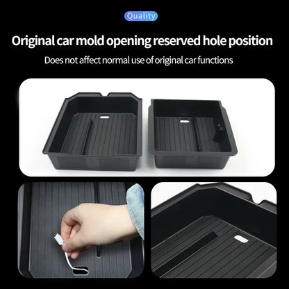 For Tesla Model Y Juniper 2025 Model 3 Highland 2024 Center Console Armrest Storage Organizer Box Tray Sunglasses Phone Holder