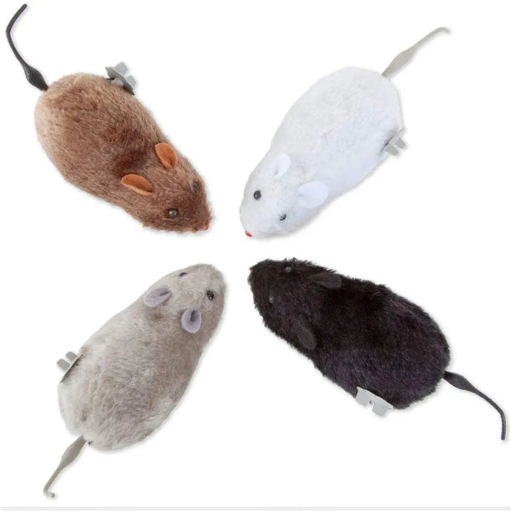 Wind-Up Plush Mouse Toy for Cats – Lifelike Running Rat