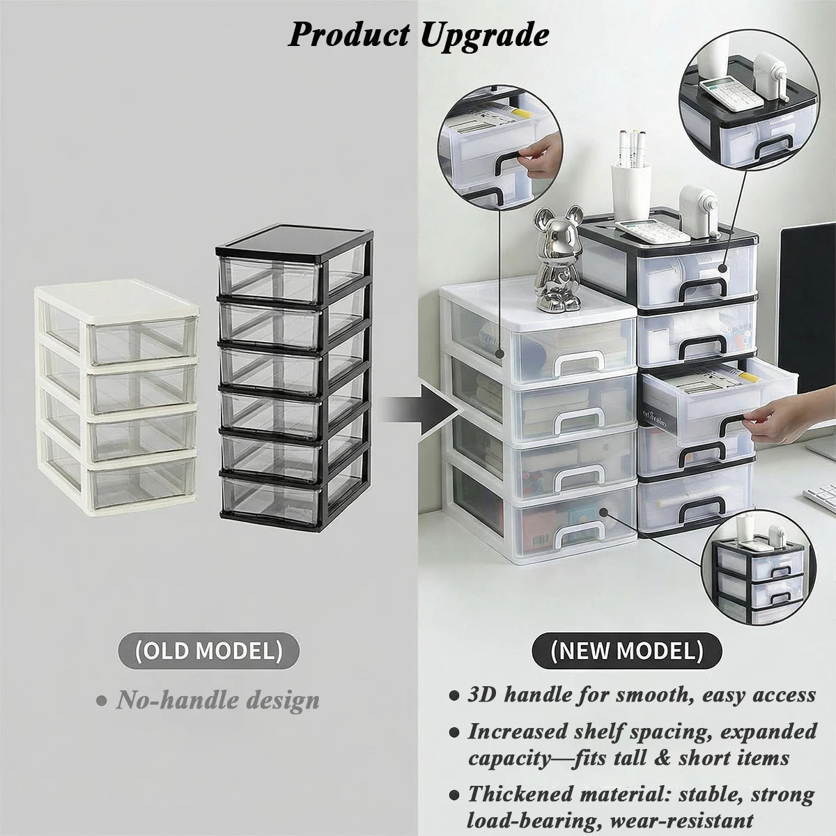 Clear Desktop Storage Box with Drawer Heightened Table Organizer Plastic Office storage cabinet  for Stationery cosmetics