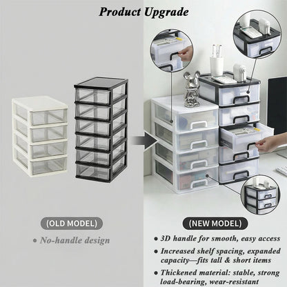 Clear Desktop Storage Box with Drawer Heightened Table Organizer Plastic Office storage cabinet  for Stationery cosmetics