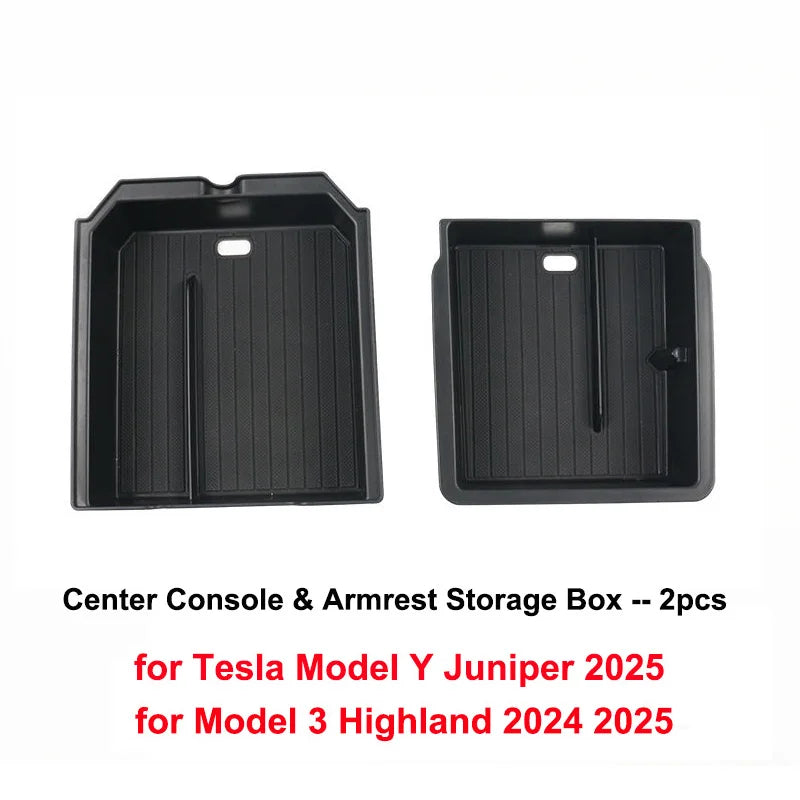 For Tesla Model Y Juniper 2025 Model 3 Highland 2024 Center Console Armrest Storage Organizer Box Tray Sunglasses Phone Holder