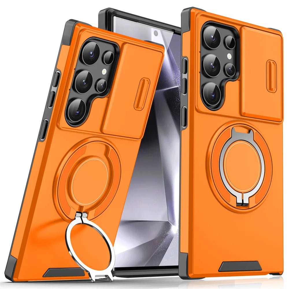 Slide Camera Protection Magnetic Stand Phone Case for Samsung S26 S25 Edge S24 S23 Plus S21 S22 Ultra FE A54 A15 A05 A05S Cover