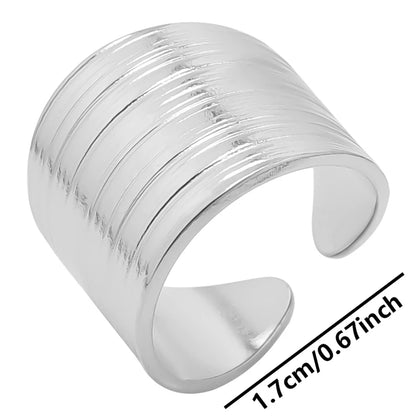 Stainless Steel Chunky Open Ring – Vintage Hollow Multi-Layer Design