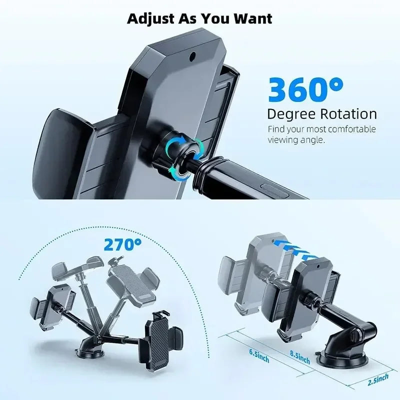 Universal 360° Rotatable Car Phone Holder Windshield Suction Cup & Air Vent Mount Stand for Cellphone Stable Car Phone Bracket