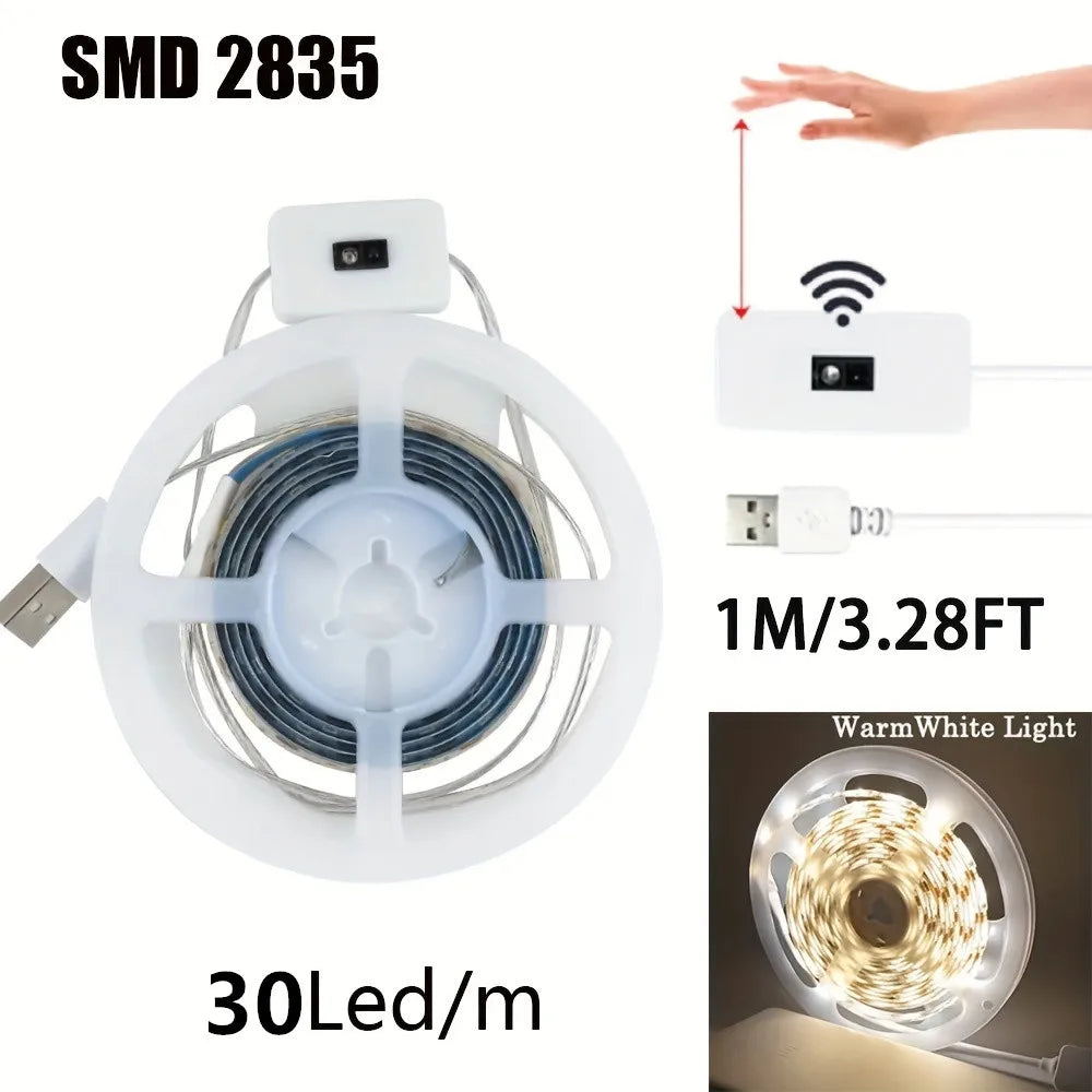 USB 60 LED Strip Lights DC 5V Smart Dimmer Gesture Sensor Switch Control Backlight Tape TV Lamp LED Lights for Room Home Decor