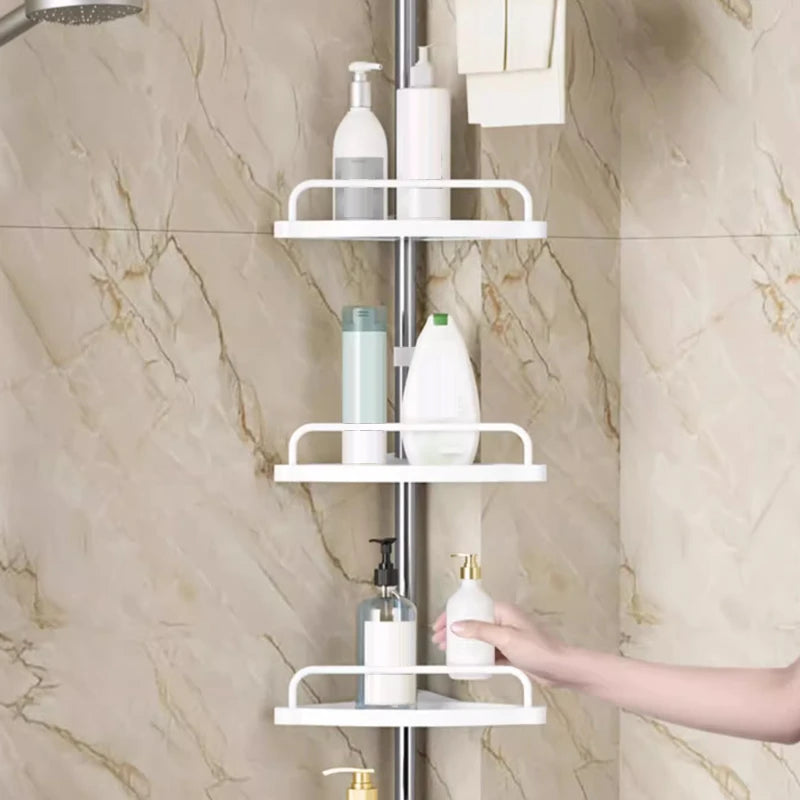 Stainless Steel Bathroom Corner Storage Rack Telescopic 4 Layer Shower Organizer For Shampoo Shower Gel Punch-Free Bathroom Rack
