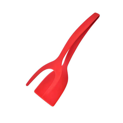 2 In 1 Flip Spatula Tongs Nylon Non Stick Kitchen Gadget Multifunctional EggPancake Fish Omelet French Toast Cooking Making Tool