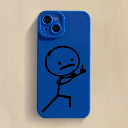 Cute Cartoon Matchman Matte Silicone Phone Case For iPhone 16 11 12 13 14 15 17 Pro Max XR XS X 7 8 Plus SE2 16E Soft Back Cover