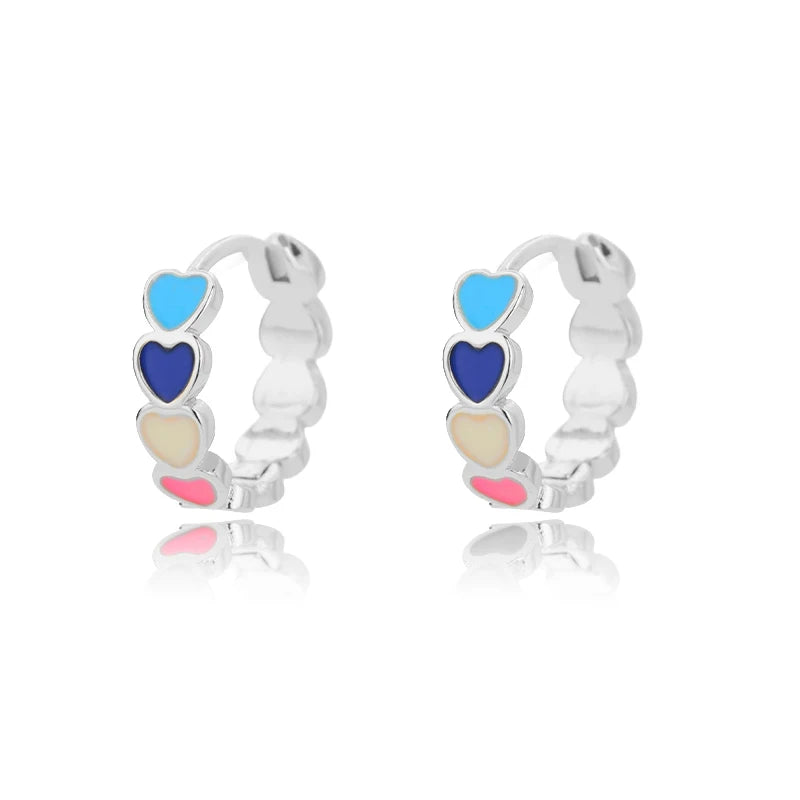 Heart Stainless Steel Earrings for Women – Gold Color Hoop Earring with Zircon, Waterproof & Trendy