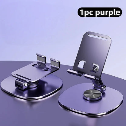 1 piece aluminum alloy mobile phone holder - 360 ° rotating desktop holder, folding design is easy to carry around, suitable for desks and bedside tables
