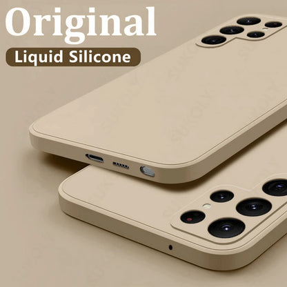 Case For Samsung Galaxy S26 S24 S23 S22 S25 Ultra S24 FE A57 A56 A55 A16 A17 5G S25 Edge Shockproof Liquid Silicone Phone Cover