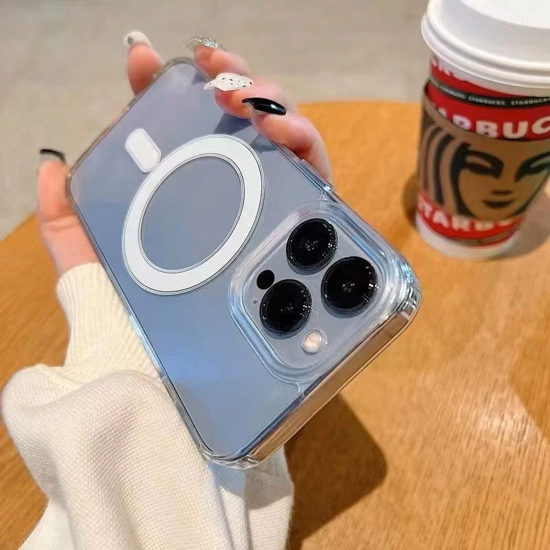 Original Clear For Magsafe Magnetic Wireless Charging Animation Case For iPhone 16 15 14 13 12 11 Plus Mini Pro Max XS XR Cover