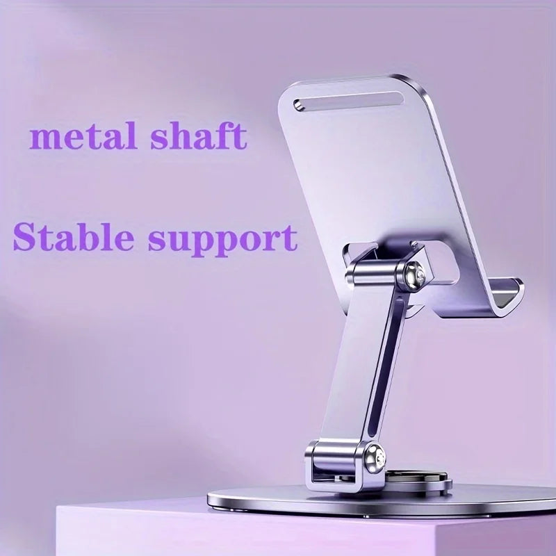 1 piece aluminum alloy mobile phone holder - 360 ° rotating desktop holder, folding design is easy to carry around, suitable for desks and bedside tables