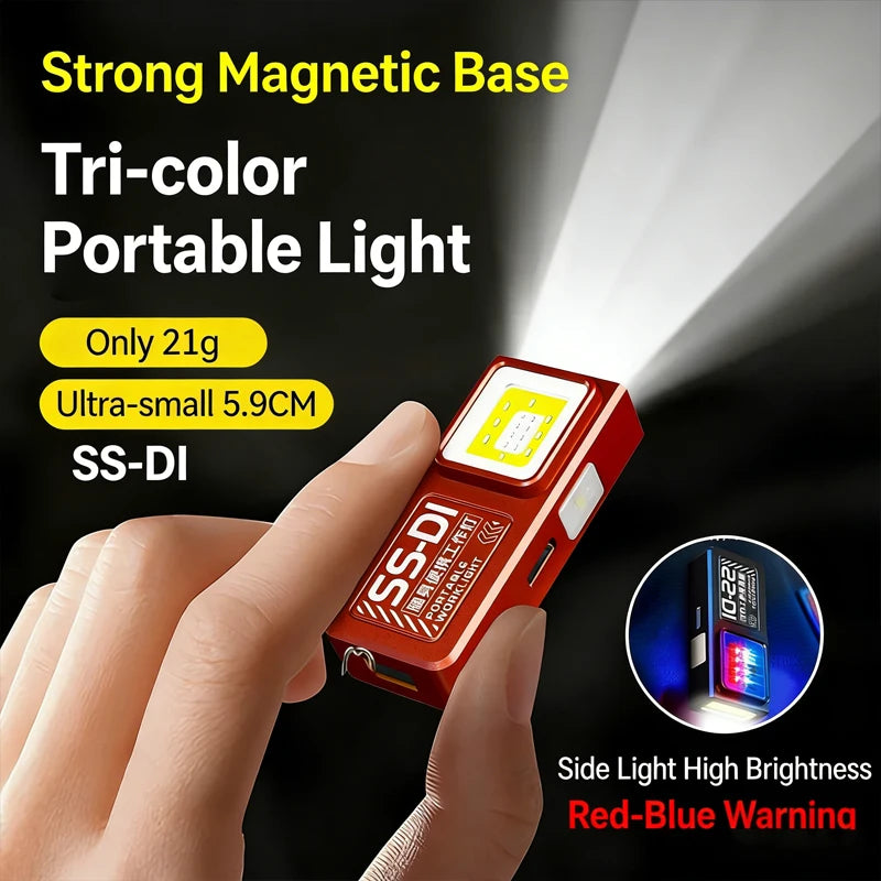 Mini COB LED Flashlight USB C Rechargeable Powerful Work Light  with Clip Magnet Waterproof EDC Camping Walking Pocket Lamp