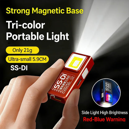 Mini COB LED Flashlight USB C Rechargeable Powerful Work Light  with Clip Magnet Waterproof EDC Camping Walking Pocket Lamp