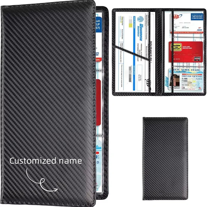 Personalized customized Car Registration and Insurance Card Holder,  Essentials Vehicle Wallet Case for Driver License, ID Card
