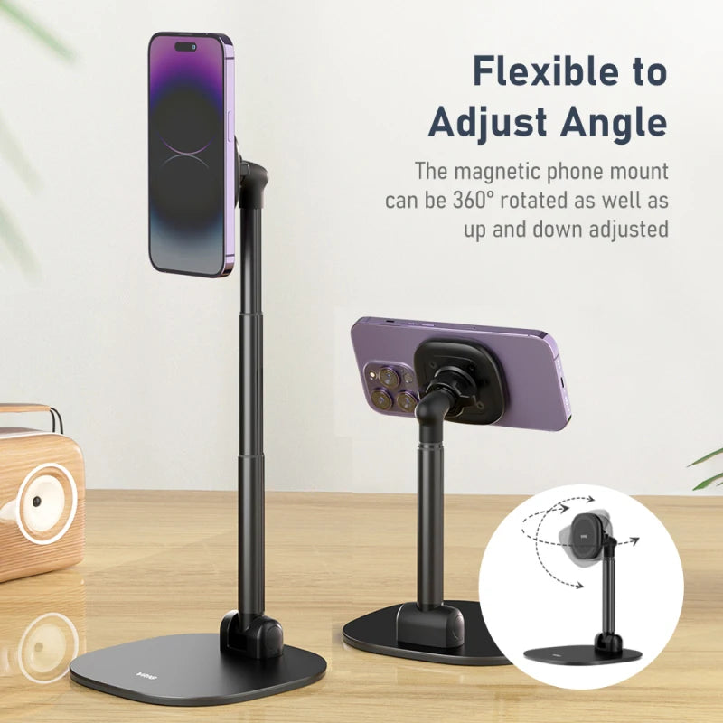 VRIG MG-04 Foldable Desktop Phone Stand with 360° Rotatable Magnetic Phone Mount Phone Holder Adjustable Height for iPhone