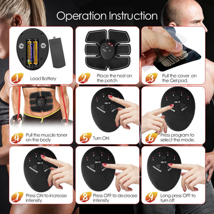 EMS Muscle Stimulator Abdominal Muscle Massager Hip Training Fitness Fat Burning Buttocks Arm Abdomen Trainer Apparatus Slimming