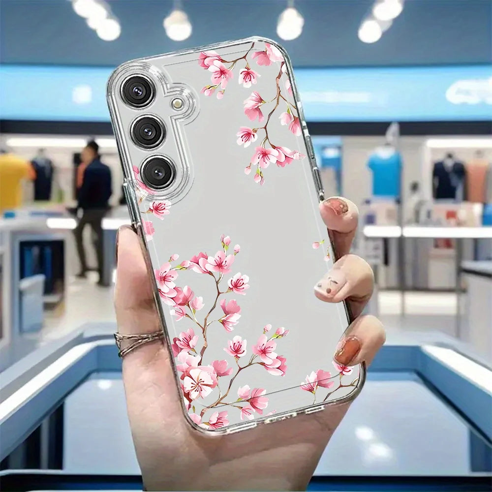 Plum Flower Samsung Galaxy Case – Soft TPU Cover for S21–S26 and A Series