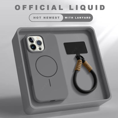 Magnetic Silicone MagSafe iPhone Case with Lanyard