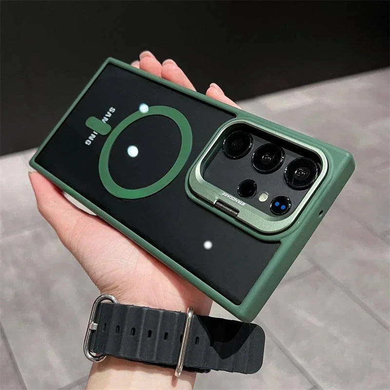 For Magsafe Hidden Holder Clear Case For Samsung Galaxy S26 S25 S24 Ultra Plus S23 FE Shockproof Magnetic Wirelesss Charge Cover