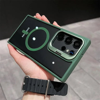 For Magsafe Hidden Holder Clear Case For Samsung Galaxy S26 S25 S24 Ultra Plus S23 FE Shockproof Magnetic Wirelesss Charge Cover