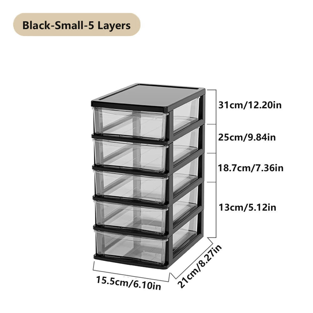 Clear Desktop Storage Box with Drawer Heightened Table Organizer Plastic Office storage cabinet  for Stationery cosmetics
