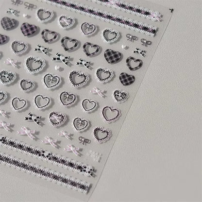 1pcs 5D Relief Kawaii Lace Nail Art Stickers Sweet Cool Japanese Lattice Nail Decoration Decals Self-Adhesive Accessories DIY