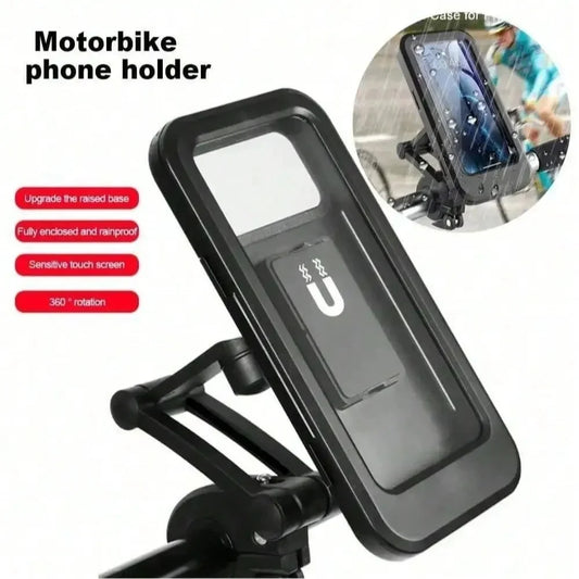 360° Rotating Waterproof Motorcycle Bike Mobile Phone Holder Magnetic Universal Bicycle GPS Navigation Support Cellphone Stand