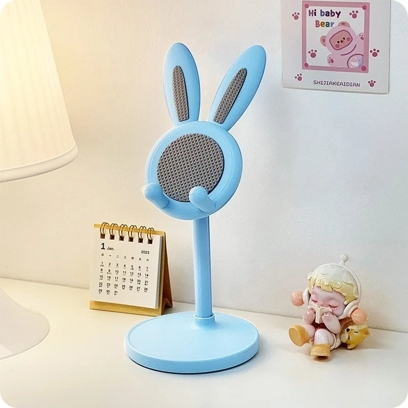 Cute Rabbit Desktop Phone Holder Can Lift and Adjust Height Cellphone Stand Lazy Bracket For iPhone IPad Samsung Xiaomi Tablet