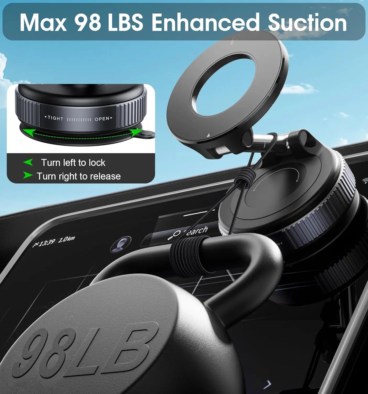 Folding Strong Magnet Magnetic Phone Holder 360° Rotation Desk Car Vacuum Suction Windshield Dashboard Mobile Holder