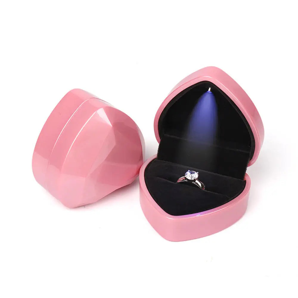 LED Jewelry Ring Box – Luxury Velvet Pendant & Necklace Display with Light for Proposal & Engagement