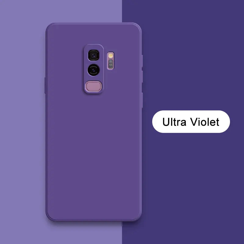 Square Liquid Silicone Back Cover for Samsung Galaxy S9 Plus Camera Protective Soft Shockproof Phone Case SamsungS9 S9Plus Funda