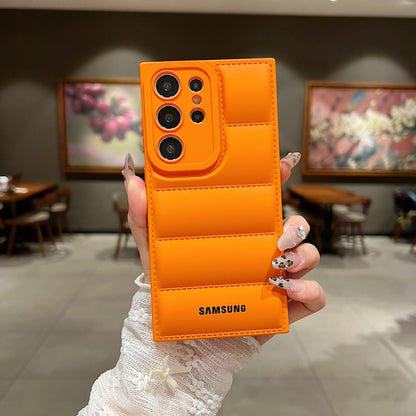 Wave Puffer Down Jacket Phone Case Samsung S26 S25 S24 S23 S22 Ultra S21 Plus Note 20 A72 A54 Solid Color Shockproof Soft Cover