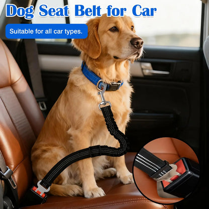 High Grade Dog Car Safety Belt Dog Safety Belt with Damping Belt and Reflective Line Adjustable Length Suitable Any Dog 1PCS
