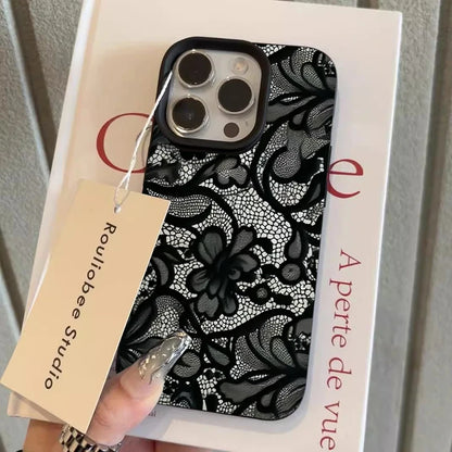 Black Lace Pattern Shockproof iPhone Case