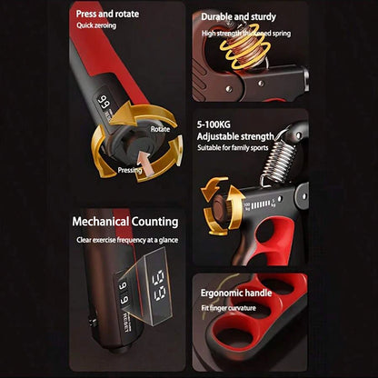 Adjustable Hand Grip Strengthener with Mechanical Counter