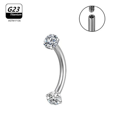 G23 Titanium Eyebrow Piercing Jewelry with Zircon – 1/5/50pcs Wholesale