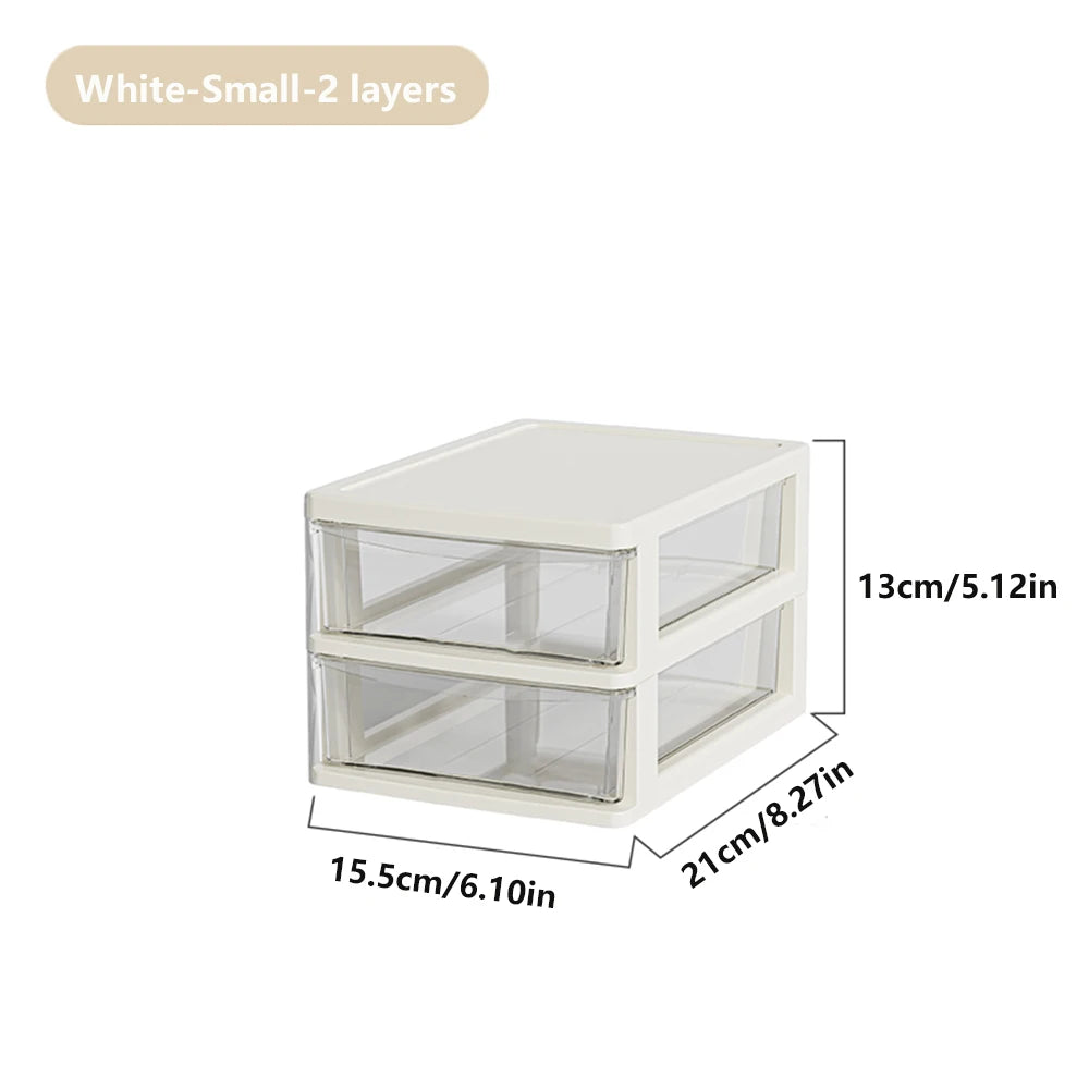 Clear Desktop Storage Box with Drawer Heightened Table Organizer Plastic Office storage cabinet  for Stationery cosmetics