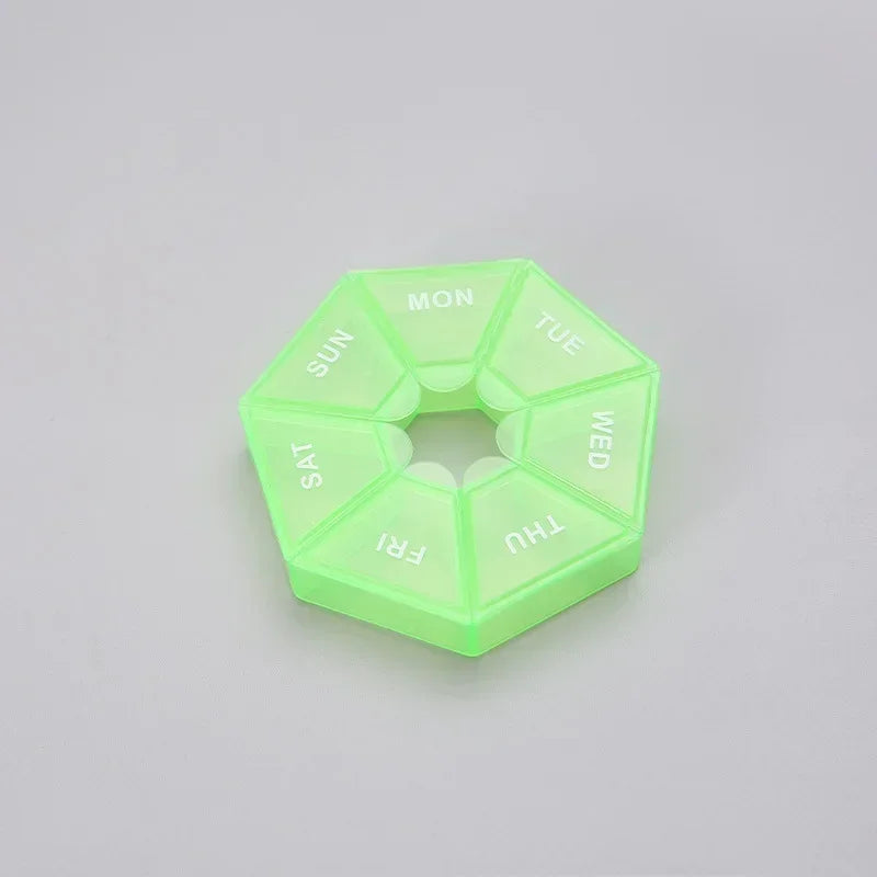 1/2/3Pcs A Week 7 Corners Pill Box Round 7 Boxes For One Week Small Pill Box Mini 7 Days Portable Points Medicine Jewelry Box