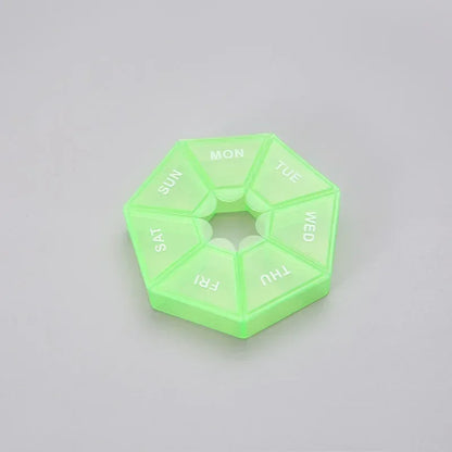 1/2/3Pcs A Week 7 Corners Pill Box Round 7 Boxes For One Week Small Pill Box Mini 7 Days Portable Points Medicine Jewelry Box