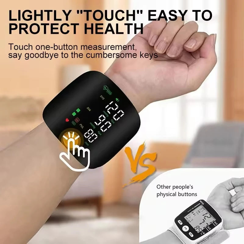 Rechargeable Wrist Blood Pressure Monitor-Digital Sphygmomanometer with English Voice Alert,Medical Tonometer Health Tracking
