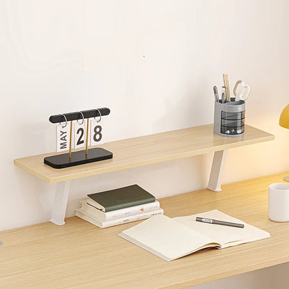 No-Drill Floating Desk Shelf - 3-Tier Solid Wood Wall Organizer | Tool-Free Installation for Home Office, Dorm Room Holds Books