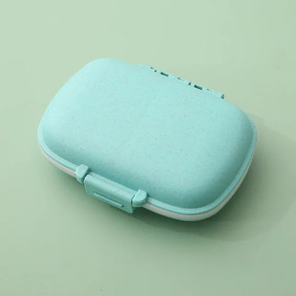 8 Grids Organizer Container For Tablets Travel Pill Box With Seal Ring Small Box For Tablets Wheat Straw Container For Medicines